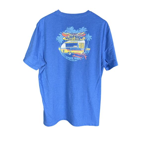 Men's Izod Saltwater Surfside Dogs & Beer Surfing Blue Graphic T-Shirt - Size XL - Picture 1 of 5